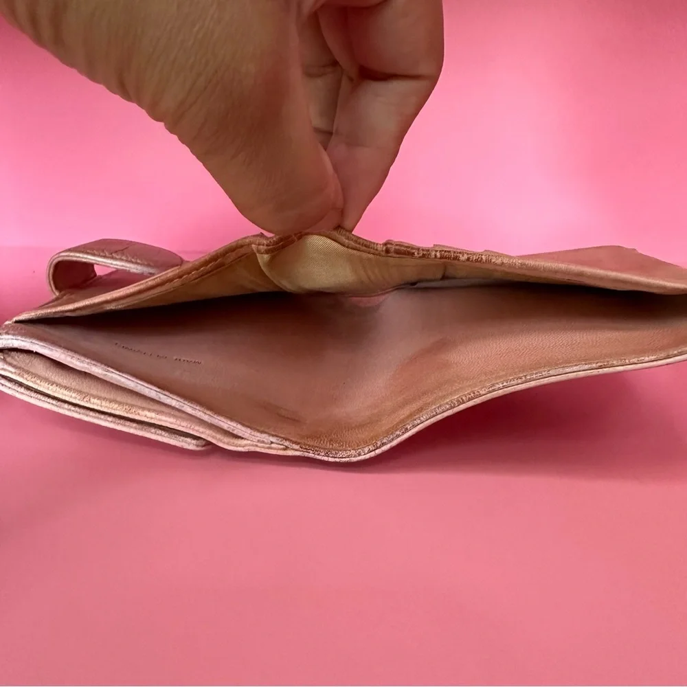 Chanel Pink Compact Wallet with Iconic CC Logo